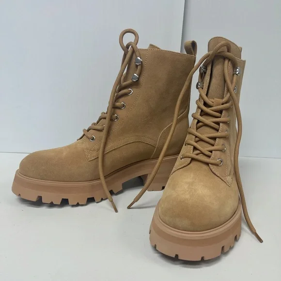 BRAND NEW Marc Fisher LTD Tan Leather Combat Boots Marc Fisher Ltd. Women main image 2